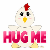 Huggable White Chicken Pink Hug Me Acrylic Cut Outs