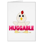Huggable White Chicken Pink Huggable Greeting Card