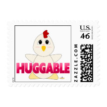 Huggable White Chicken Pink Huggable Postage Stamps