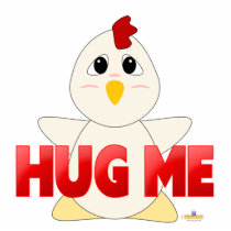 Huggable White Chicken Red Hug Me Cut Out