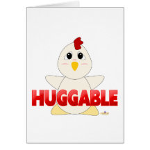 Huggable White Chicken Red Huggable Greeting Cards