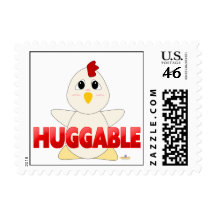 Huggable White Chicken Red Huggable Postage Stamp