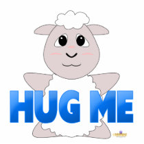 Huggable White Sheep Blue Hug Me photo sculptures