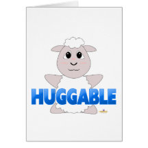 Huggable White Sheep Blue Huggable Greeting Card