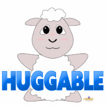 Huggable White Sheep Blue Huggable photo sculptures