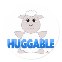 Huggable White Sheep Blue Huggable stickers