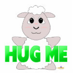 Huggable White Sheep Green Hug Me Photo Sculpture