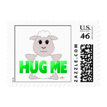 Huggable White Sheep Green Hug Me Stamps