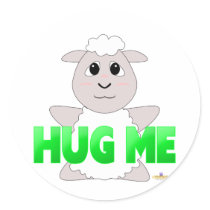 Huggable White Sheep Green Hug Me stickers