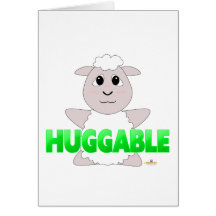 Huggable White Sheep Green Huggable Greeting Card