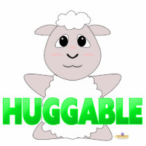 Huggable White Sheep Green Huggable photo sculptures