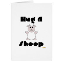 Huggable White Sheep Hug A Sheep Cards
