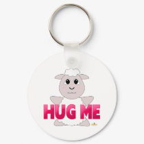 Huggable White Sheep Pink Hug Me keychains by huggables Huggable White Sheep Pink Hug Me keychains