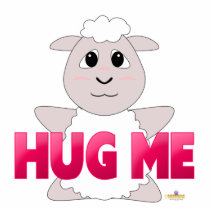 Huggable White Sheep Pink Hug Me Cut Outs
