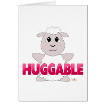 Huggable White Sheep Pink Huggable Cards