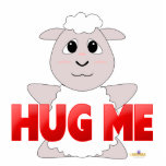 Huggable White Sheep Red Hug Me Photo Cutout