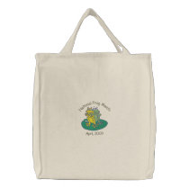 Hugging Frogs - April is National Frog Month embroidered bags by naturetees Hugging Frogs - April is National Frog Month embroidered bags