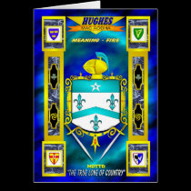 HUGHES FAMILY COAT OF ARMS CREST AND SHIELD cards