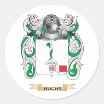 Hughs Coat of Arms (Family Crest) Round Stickers