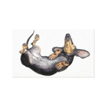 Hugo the dachshund sleeping canvas wall art stretched canvas prints
