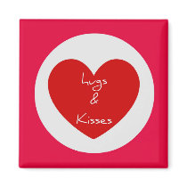 Hugs and Kisses Circle Heart magnets