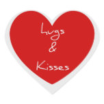 Hugs and Kisses Circle Heart Stickers