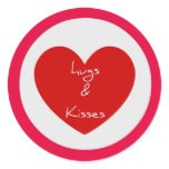 Hugs and Kisses Circle Heart Stickers