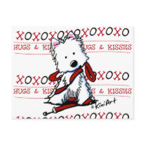 Hugs & Kisses Westie Postcard postcards
