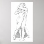 Hugs Poster  - Loving Embrace Figure Study Drawing posters