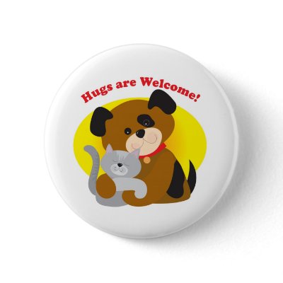 Hugs Welcome Pinback Buttons by mariabellimages