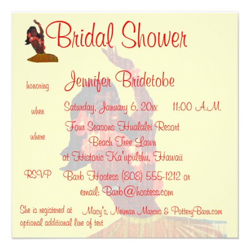 Hula Aloha Luau Bridal Shower Custom Announcements