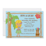 Hula Blonde Girl Luau Birthday Invitation