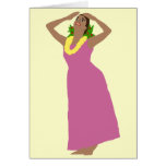 Hula dance arrayed in Pink blank card