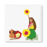 Hula Dancer with her Hawaiian Instruments magnet