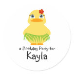 hula DUCKY LUAU custom BIRTHDAY keepsake label stickers