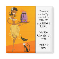 Hula girl and cat 2 magnets by cejohnson Hula girl and cat 2 magnets