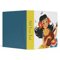 Hula Girl and Her Ukulele 3 Ring Binders