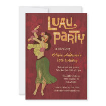 Hula Girl Hawaiian Luau Invitations