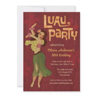 Hula Girl Hawaiian Luau Invitations invitation