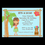 Hula Girl Luau Birthday Invitation invitations