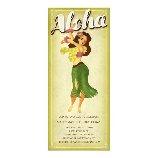 Hula Girl Luau Party Invitations (front side)