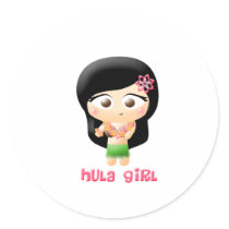 Hula Girl Round Sticker