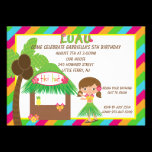 Hula Girl Tiki Hut Bright  Birthday Invitation invitations