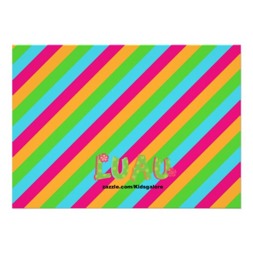 Hula Girl Tiki Hut Bright  Birthday Invitation