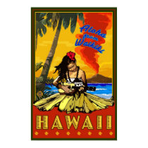 Hula Girl - Waikiki, Hawaii Diamond Head Poster posters