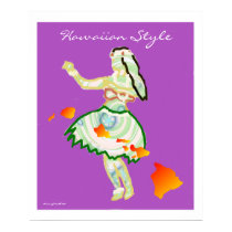 Hula Girl with Hawaiian Islands Chain Customizable Print