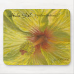 Hula Girl, (Yellow Hibiscus), by Mich... Mousepads