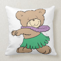 hula hawaii vacation cute teddy bear design throw pillow