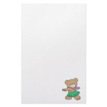 hula hawaiian vacation cute teddy bear design stationery paper