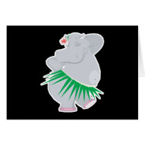 hula hippo greeting card